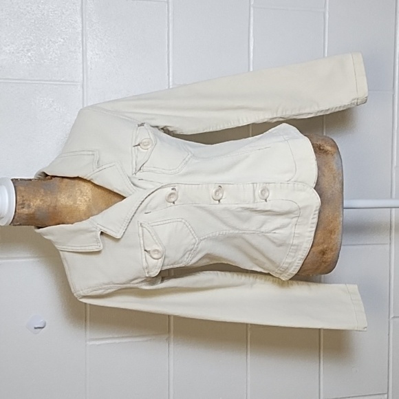 Vintage Fitted Stretch Fine Wale Cream Corduroy Jacket Shirt - Picture 1 of 13